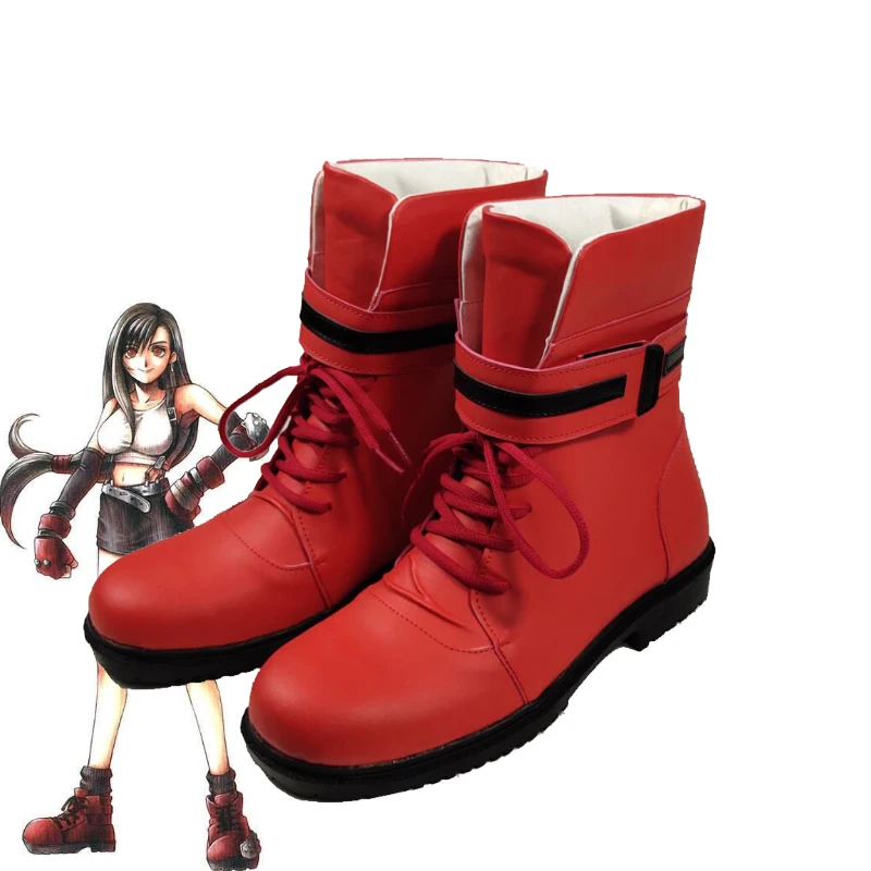 Final Fantasy Tifa Cosplay Shoes Custom Made Boots Tifa Lockhart Wig Women Long Black Final Fantasy Cosplay Wig Tifa Shoes