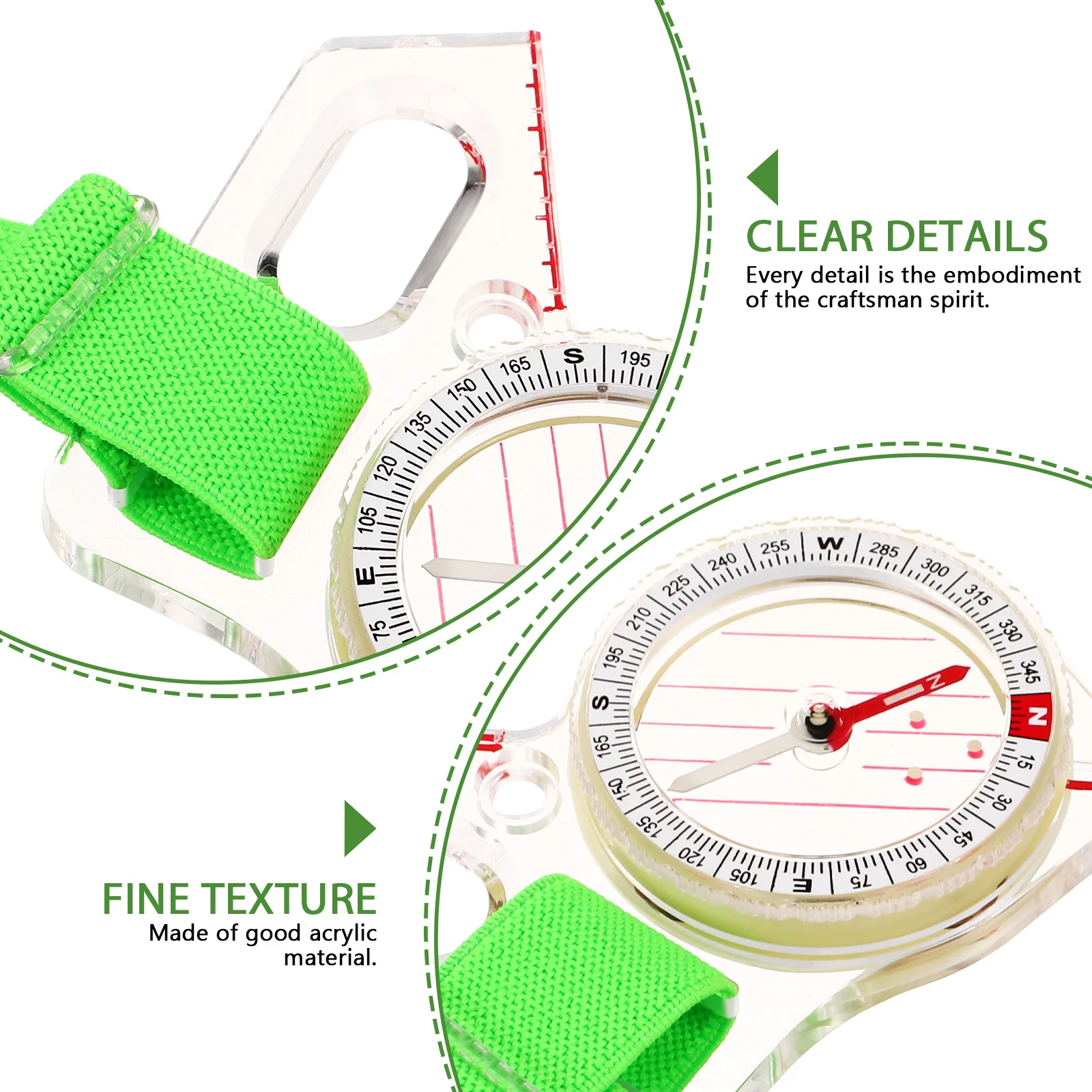 

Compass Map Accessories Thumb Orienteering Hand Held Hiking Acrylic Hunting Travel Multifunctional Tool