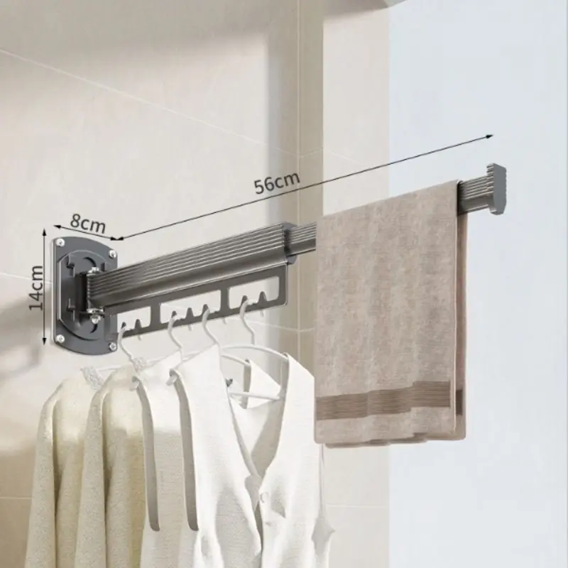 Folding Drying Rack No Punching Wall-mounted Household Multi-functional Indoor Drying Rack Balcony Retractable Invisible Hanger