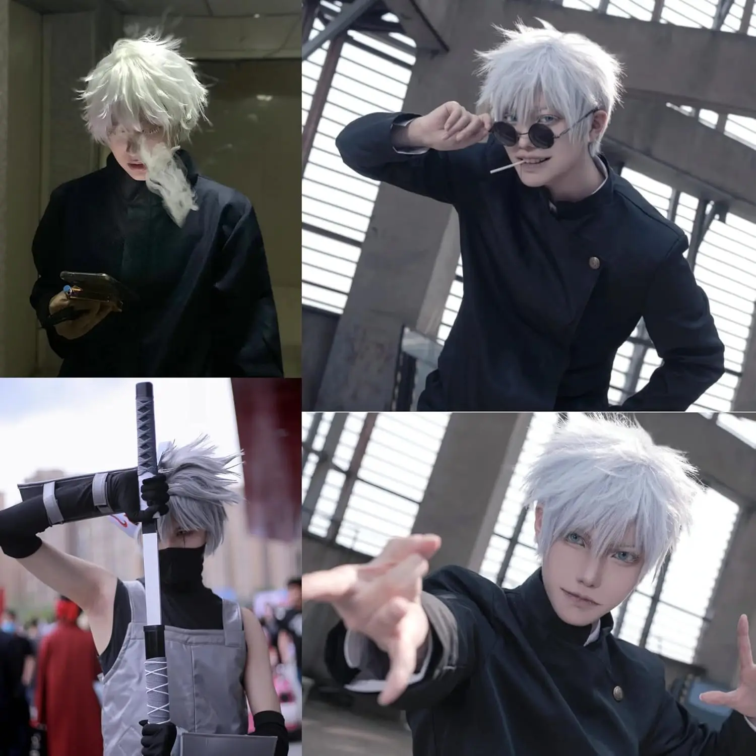 Short Wig for Men Silver White Men's Wig for Cosplay Short Silver White Wig for Halloween Boy Christmas Event Costume Party