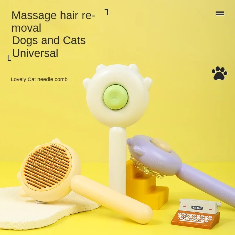 

New Cat Ear Massage Hair Comb Pet Special Brush Floating Hair Needle Comb Dog Cat Cleaning Hair Remover Cat-Related Products