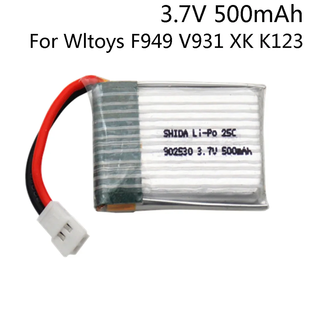 LiPo Battery For Wltoys V931 F949 XK K123 6Ch RC Helicopter 3.7V 500mAh 25C 902530 battery for WLtoys V931 toys accessory