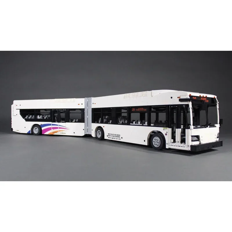 MOC-100374New Flyer XD60 Articulated Bus Transport Truck Building Block Model 5183 Parts Kids Birthday Building Blocks Toy Gift