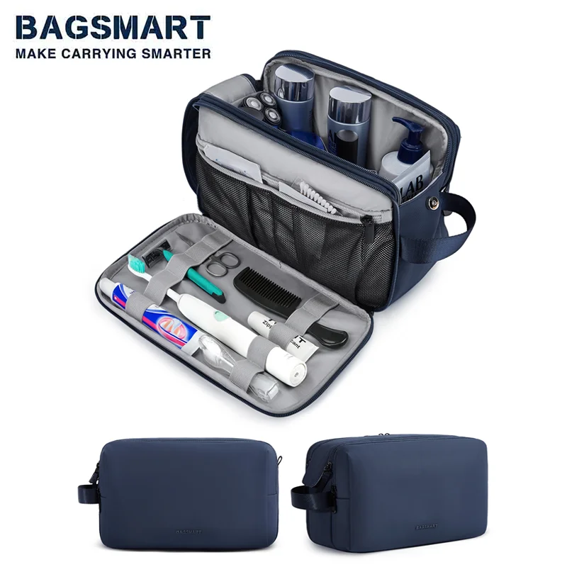 BAGSMART borsa da toilette da uomo custodia cosmetica di grande capacità impermeabile elementi essenziali da viaggio per accessori da toeletta