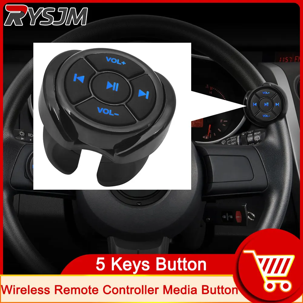 AD 5 Key Wireless Bluetooth-Compatible Media Button Remote Controller Car Motorcycle Steer Wheel MP3 Music Play Android Phone