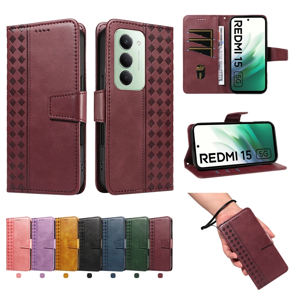 Magnetische Flip-Lederhülle für Xiaomi Redmi 15 15C 14C 13 13C 12 A5 4G 5G Poco C85 169 171 173 Premium Brieftasche mit Kartenfach – Detail 20