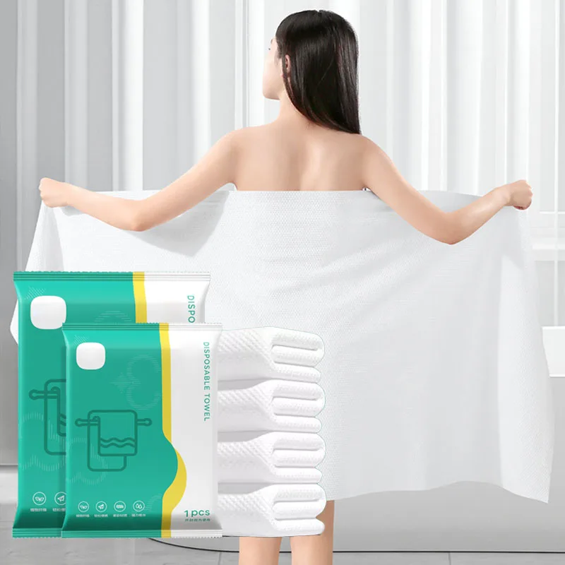 Serviettes de bain jetables portables, 1 pièce, plus grandes et plus épaisses, douces et respectueuses de la peau, adaptées aux voyages, à la maison, aux vacances, à la salle de sport