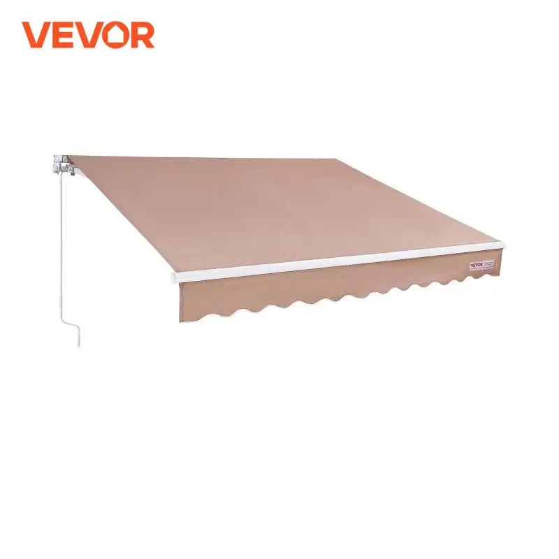 VEVOR Manual Retractable Awning Outdoor  Awning Retractable Sun Shade Water-Resistant Polyester Patio Door Window for Backyard