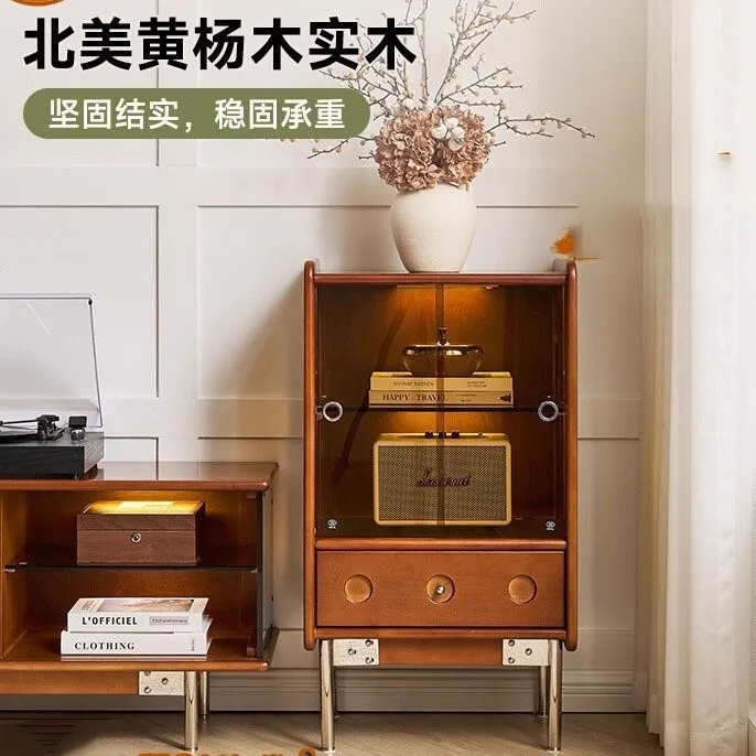 Nordic Small Apartment Retro Figure Glass Display Cabinet