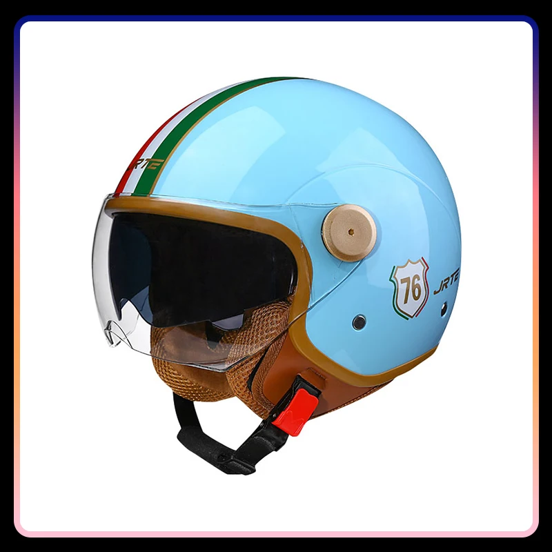 

DOT ECE Approved Daul Lens Jet Helmet Men Women Motorcycle Helmet Biker Open Face Helmet Retro Electric Scooter Open Half Helm