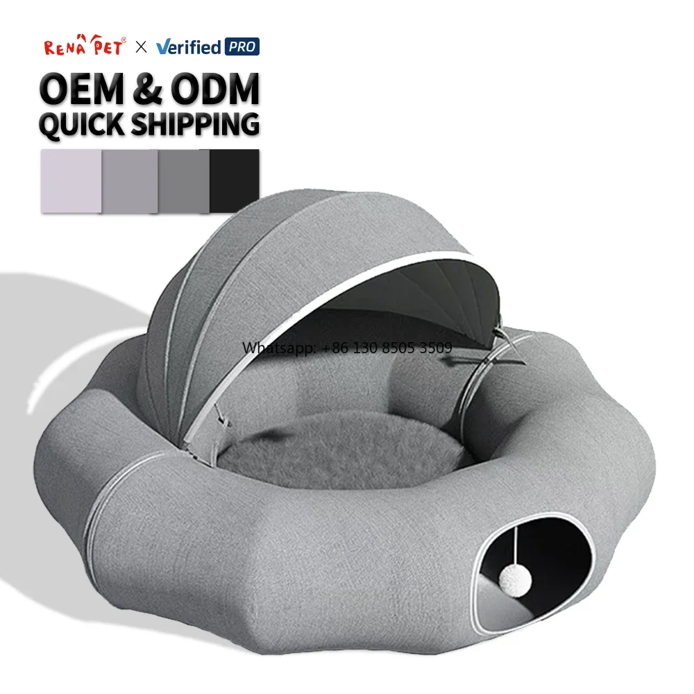 Wholesale Foldable Collapsible Suede Cat Donut Tunnel