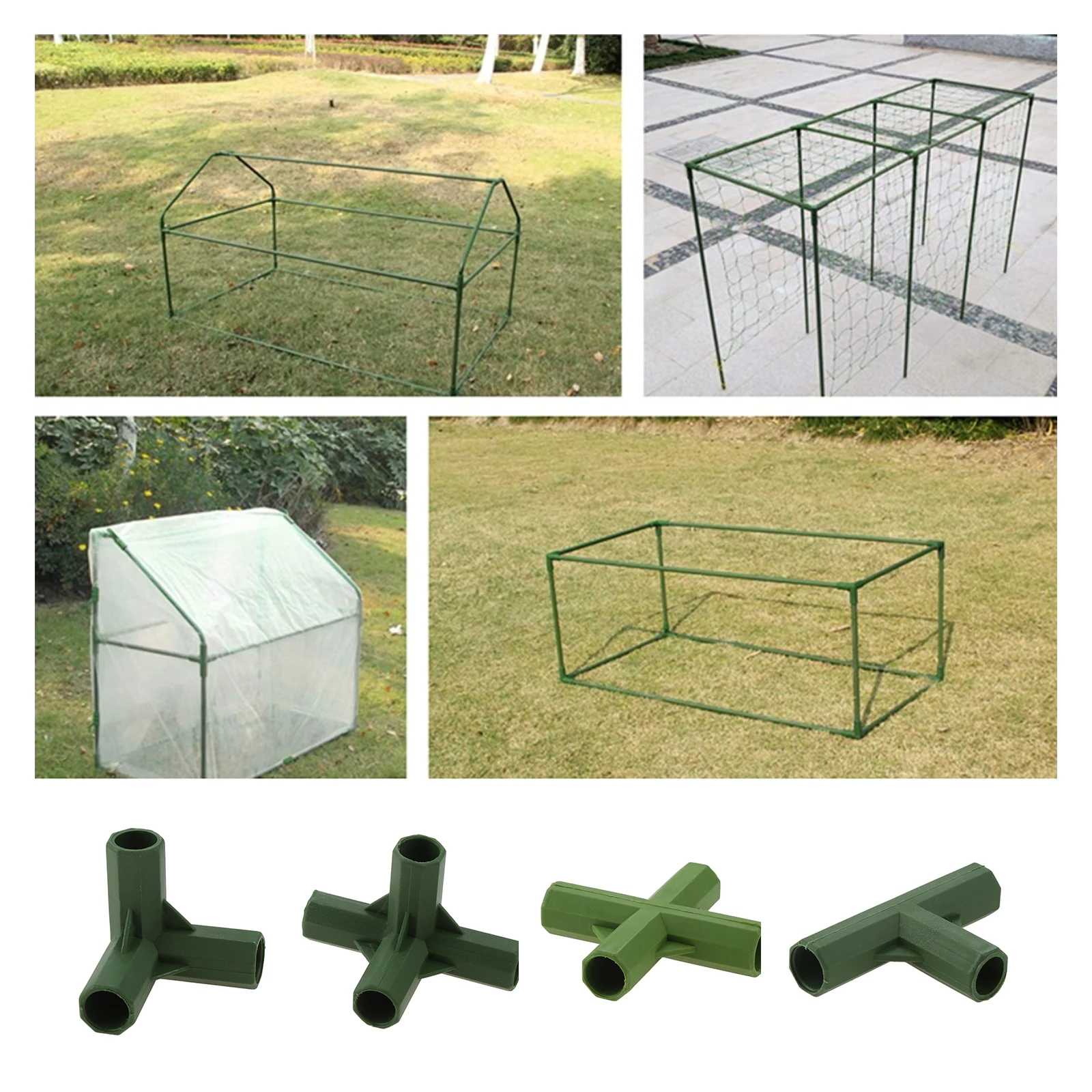 10 Pcs 11mm  Greenhouse Plant Frame Connectors 3-way 4-way Gardening Plant Stakes Plastic Edging Corner Connection Accessories