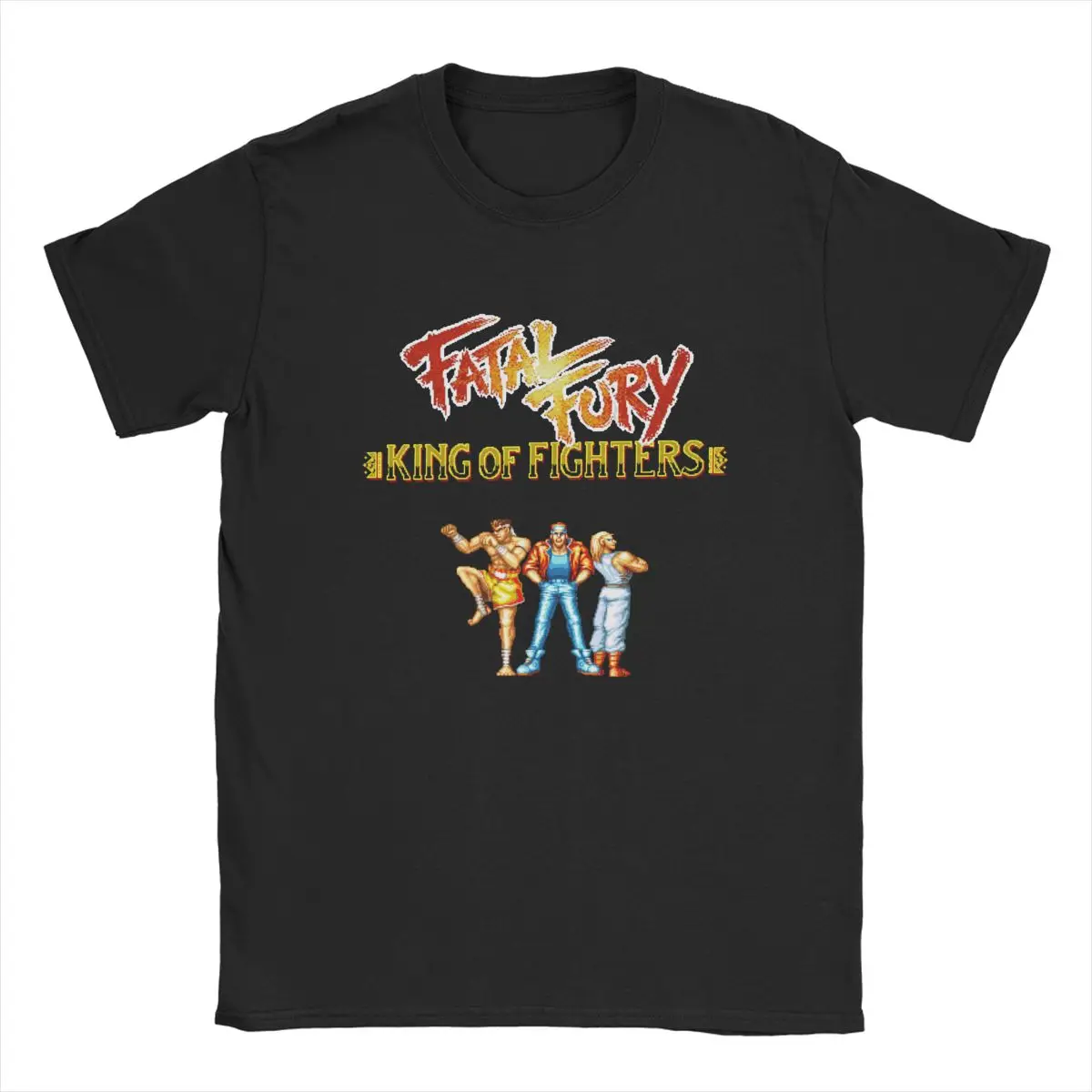 Fatal Fury King Of Fighters T Shirt for Men pixel retro game Shirt Short Sleeve O Neck T-Shirt Pure Cotton New Arrival Clothes