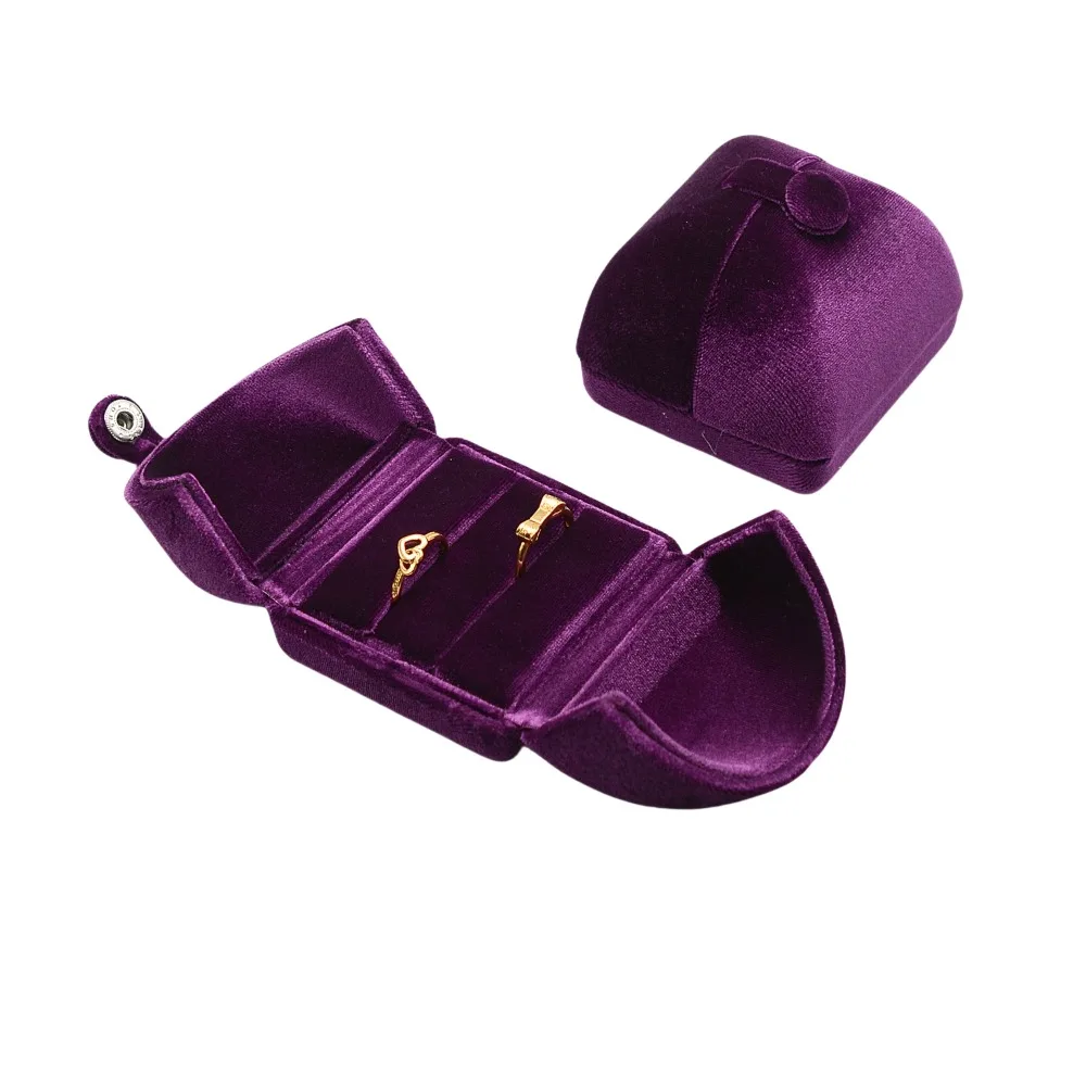 

Solid Color Velvet Jewelry Box Luxury Vintage Rings Bearer Box Ornaments Double Door Necklace Bracelet Case