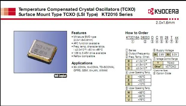 20pcs/lot TCXO 2016 KT2016K20000ACW18TAS KT2016K 20M 20MHZ chips Electronic new