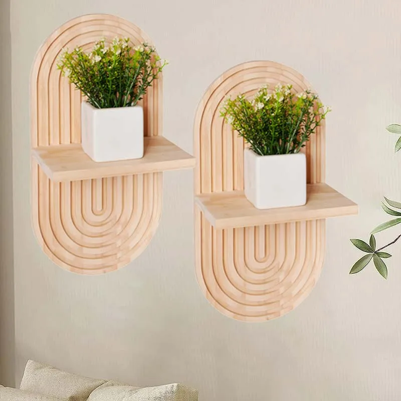 

Single Layer Oval Wall Shelves Living Room Wooden Potted Plant Flowerpot Rack Candle Essential Oil Aromatherapy Shelf Home Decor