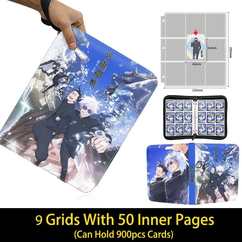 Jujutsu Kaisen Card Binder Collector Zipper 4/9 Pocket Anime Trading Game Cards Album Holder Book Folder with 50 inner Pages