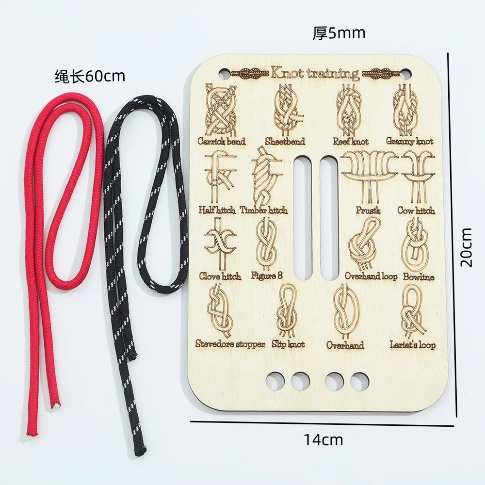 1set Training Board with Rope Learning Knot Tying Kit Learn to Tie Knots Kit Knot Tying Practice Board Kit for Adults Outdoor