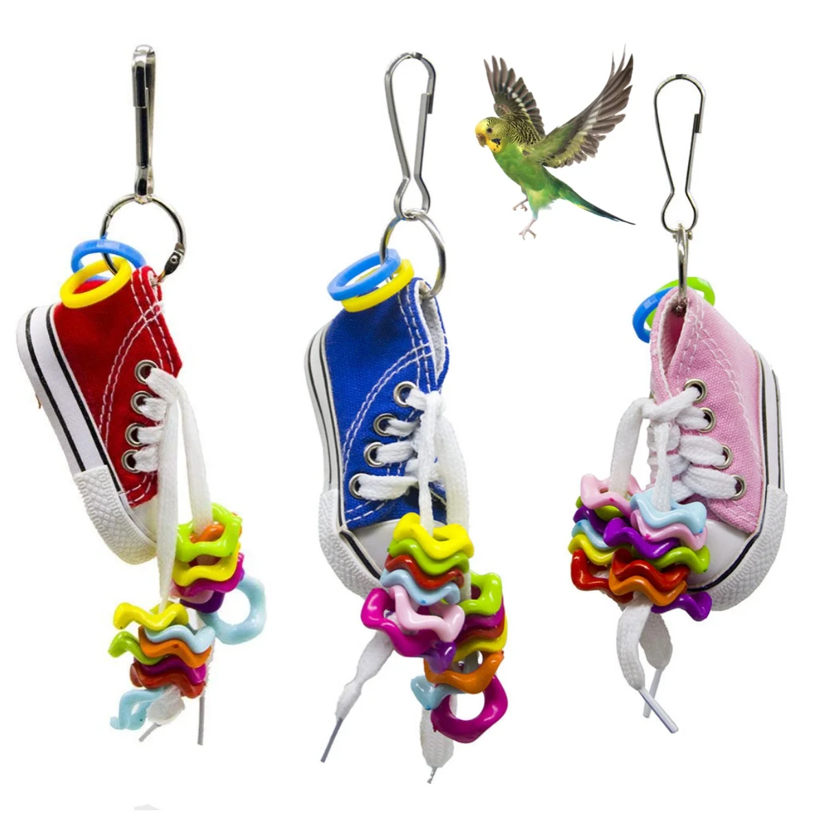 Bird Parrot Play Toys Birds Toys Mini Canvas Shoes Bite Decoration Hanging Cage Fun Craft Parrot Accessories Pet Items