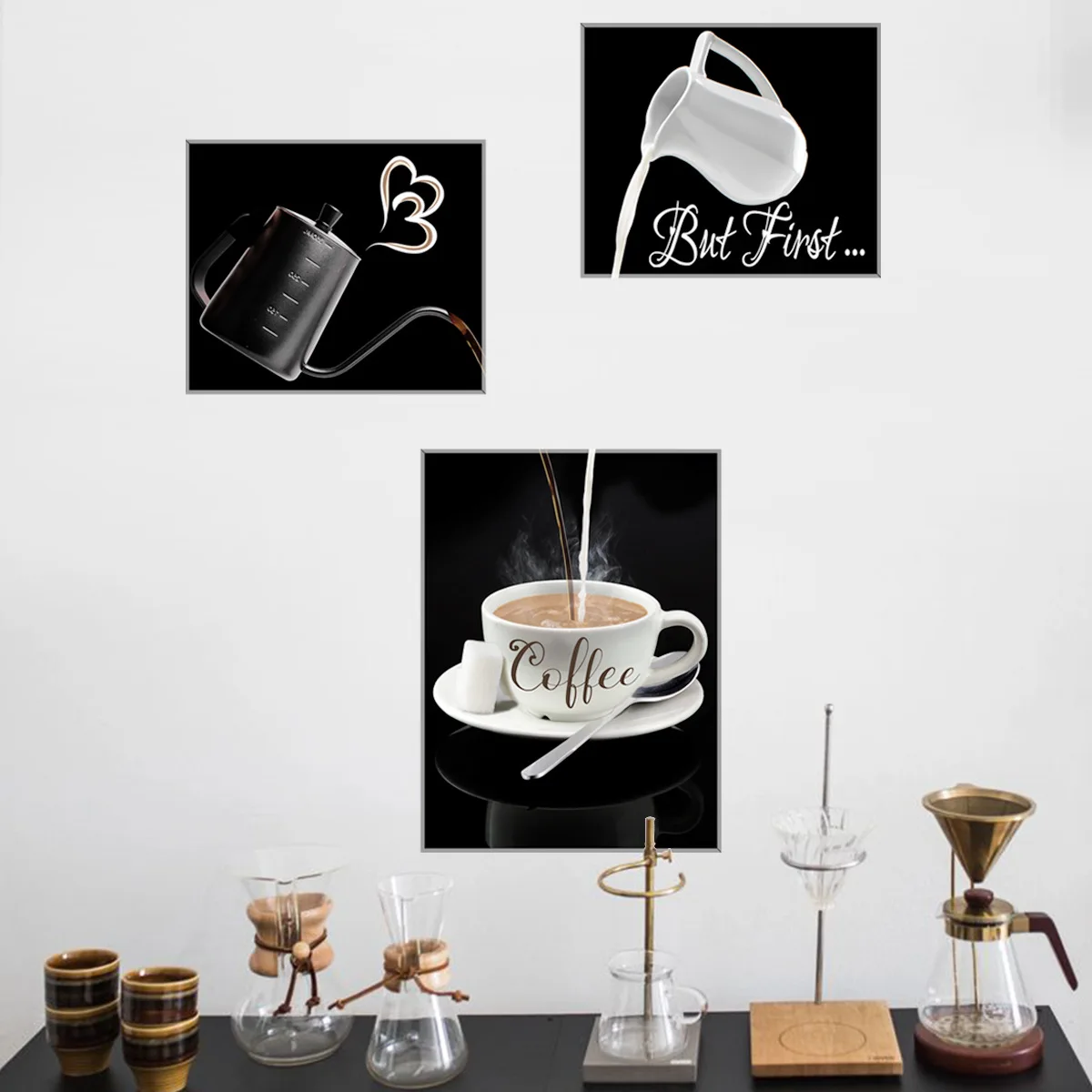 Nordic Style Coffee Cups Wall Stickers for Living Room Office Pantry Kitchens Home Decoration Self-adhesive Wall Decals Bedroom