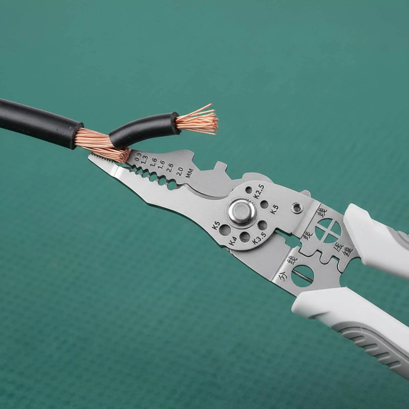 

Multifunctional Wire Insulation Remover High Hardness Steel Wire Cutter and Crimper Cable Peeling Pliers Safety Lock