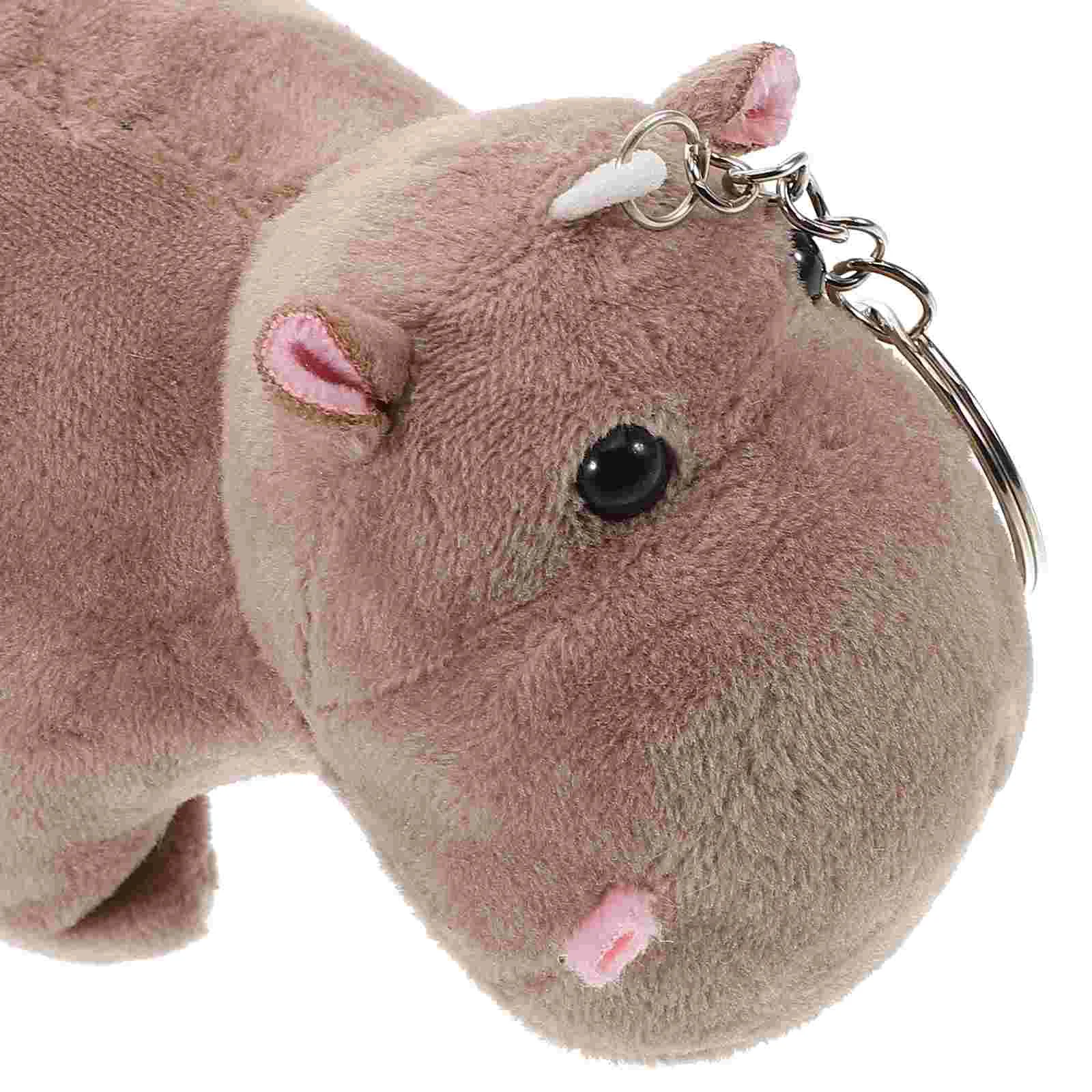 Simulation Hippopotamus Keychain Plush Bag Charm Cute Animal Filling Charms Funny Cartoon