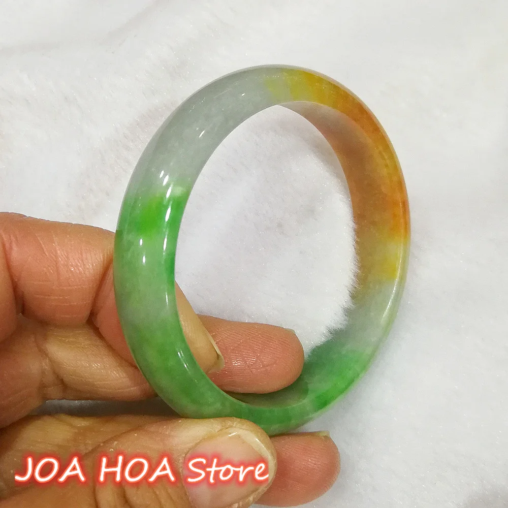 New Natural Myanmar A+ Emerald Tricolor Slightly Pretty Jadeite Bangle Exquisite Fashion Jade Bracelet Elegant Fine Jewelry