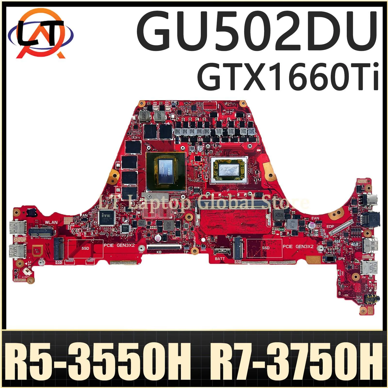 GU502DU Laptop Mainboard For ASUS Zephyrus G GU502D GU502 Laptop Motherboard R5-3550H  R7-3750H CPU GTX1660Ti/V6G 8GB-RAM