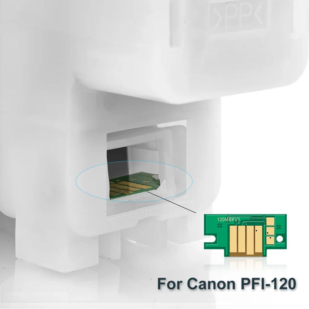 Imagem -02 - Chip de Arco Pfi120 Pfi120 para Impressora Canon Imageprograf Tm200 Tm200 Tm-205 Tm300 Tm-305 Tm300 130ml Chip de Cartucho de Cores