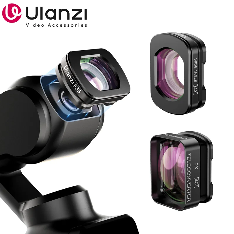 Teleobjetivo gran angular magnético Ulanzi F35 1.5X ampliado 112 °   para DJI Osmo Pocket 3 Recubrimiento de doble cara Protección profesional