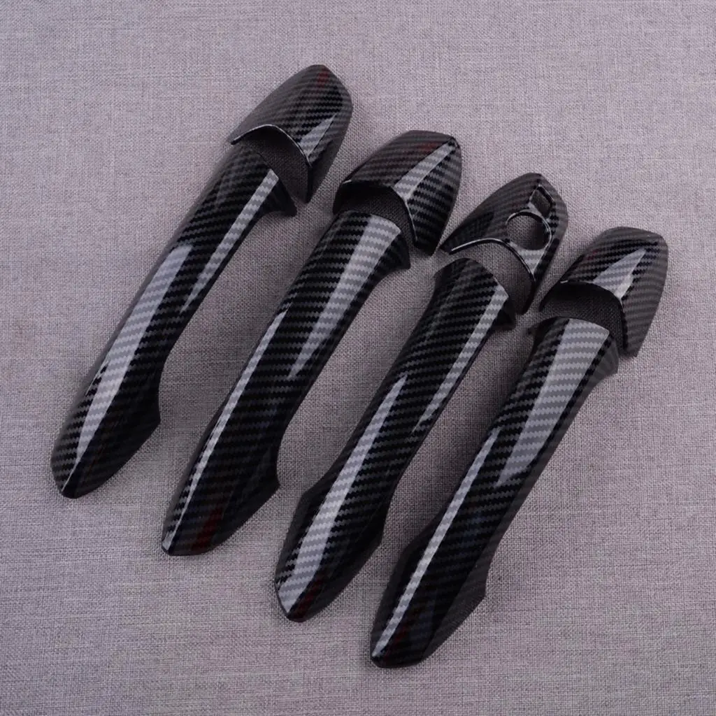 

Black Car Exterior Door Handle Cover Trim Cap Set Carbon Fiber Texture LHD Fit for Mercedes Benz W246 W204 W212 X204 W166 W117