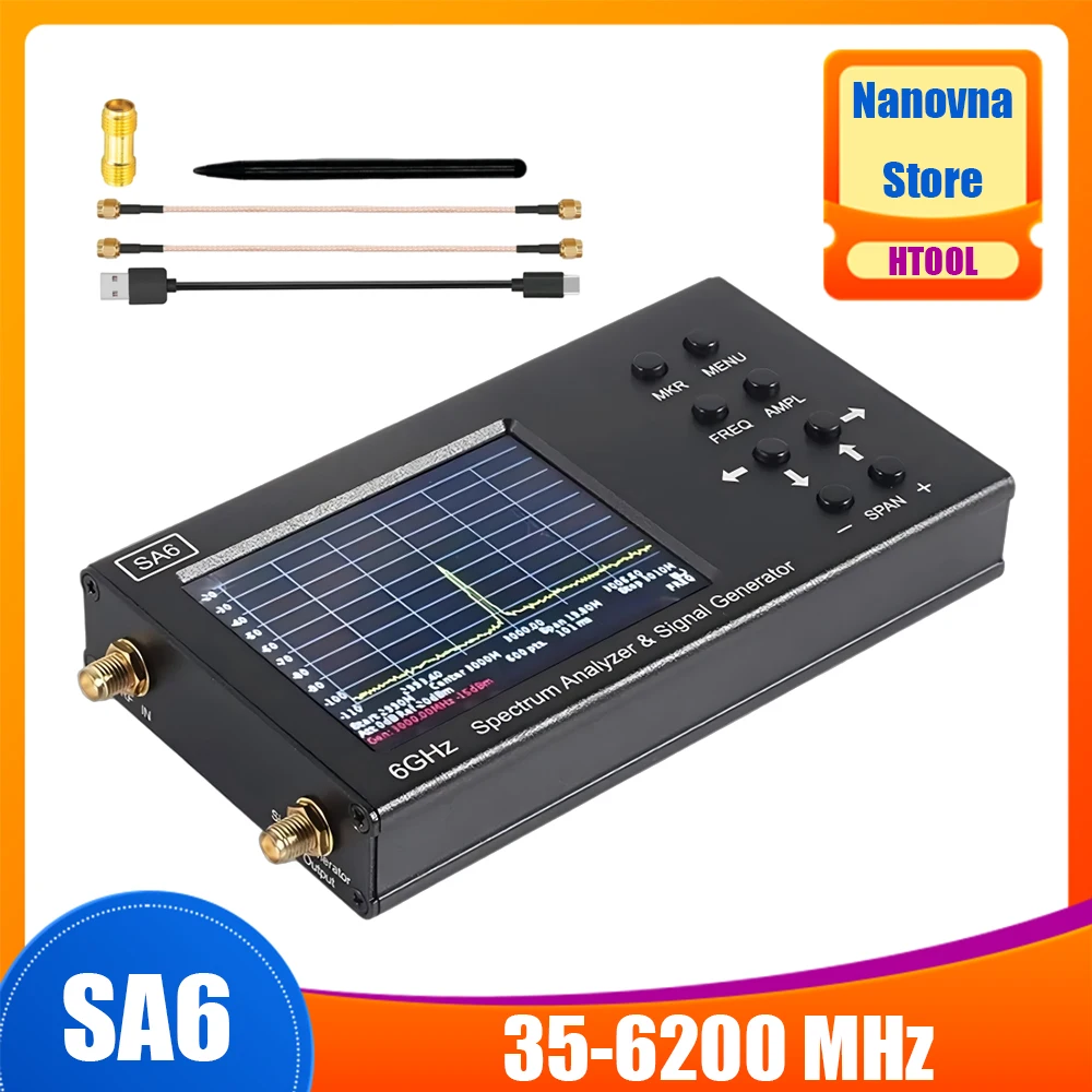 

SA6 6GHz Spectrum Analyzer 35-6200 MHz Signal Generator Provide PC Software Measuring Radio Signals Direction Compass