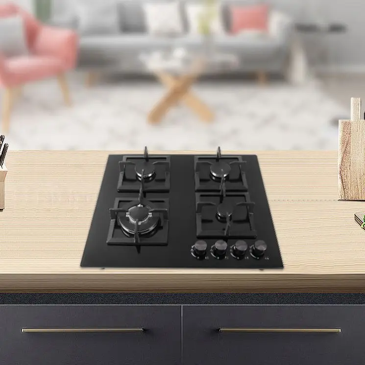 メーカー直販の格安高品質フレームバーナーガスコンロ、ビルトインガスホブ、4口コンロ付き