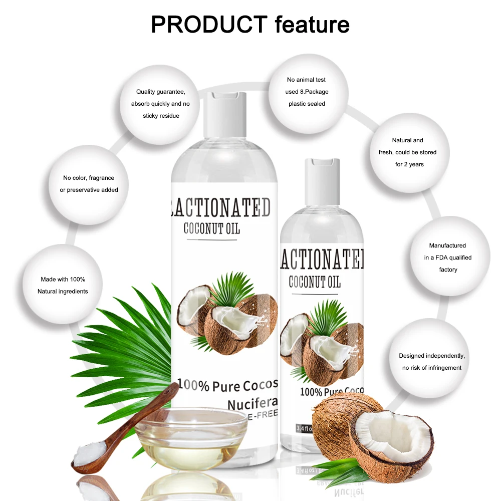 Fractionated Coconut Oil Massage Oil Moisturizing Whitening Anti-aging Essential Oil Skincare Hair Care