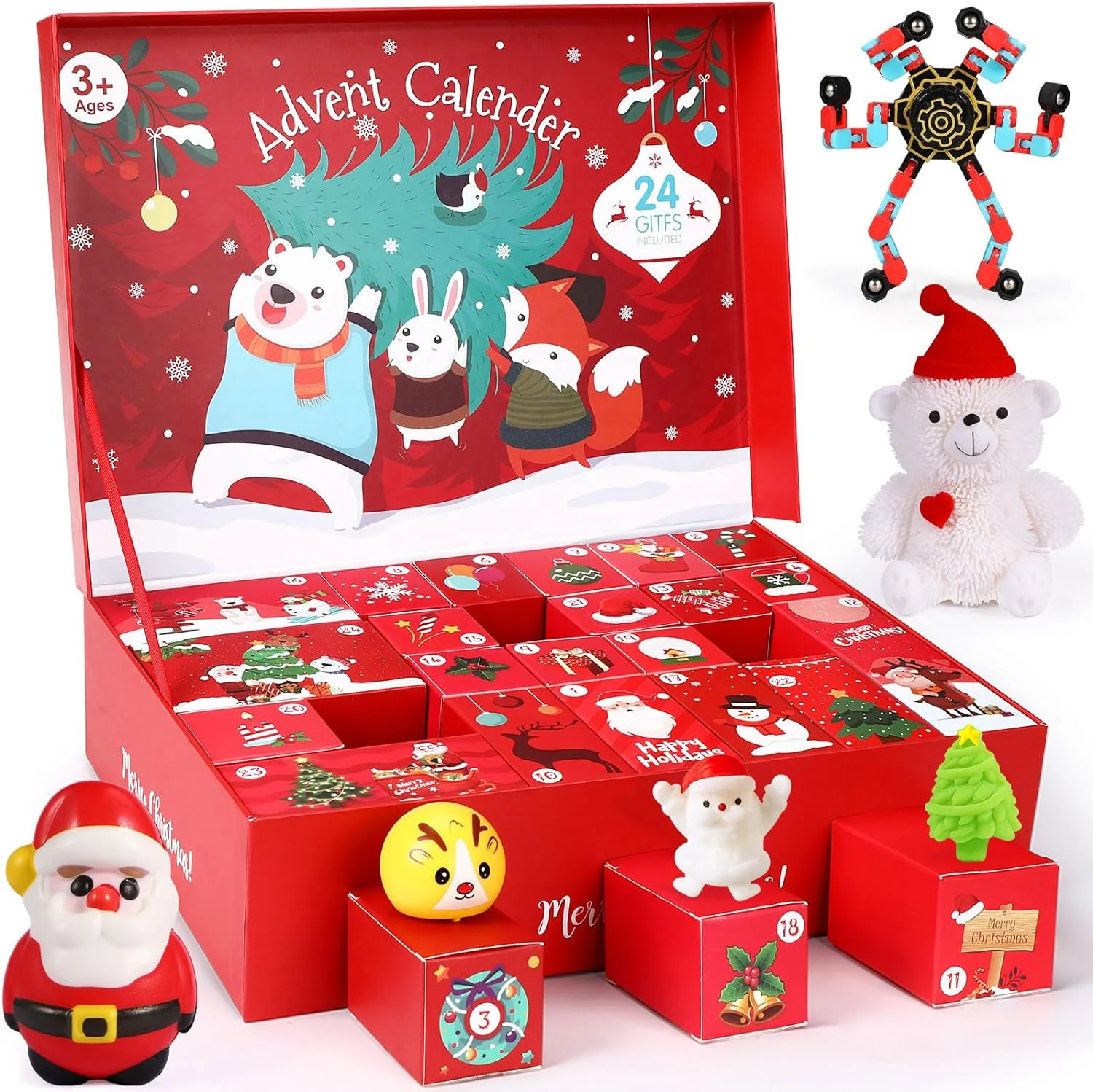 Personalizzazione. Calendario avvent Scatola cieca per il conto alla rovescia di Natale con calzini e giocattoli agitati Regalo di Natale Calendario regalo per giocattoli per bambini