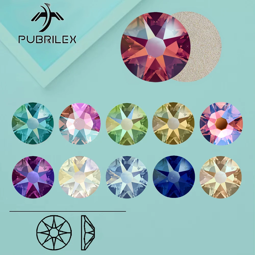 288 Uds. Diamantes de imitación de cristal brillantes sin fijación por calor AB Xirius accesorios de bricolaje costura y tela decoración de prendas pegamento en piedras de cristal