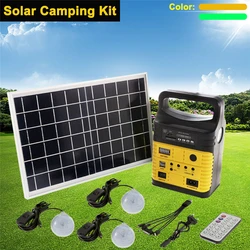 1 Set Portable Solar Generator Kit Outdoor Power Mini DC Solar Panel 6V-9Ah Lead-acid Battery Charging LED Lighting System