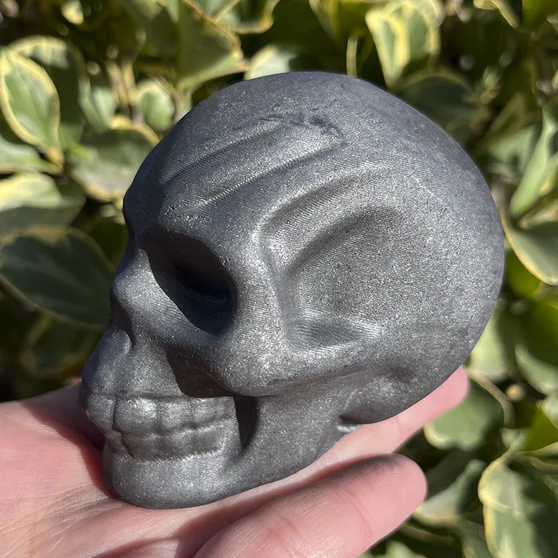 Wholesale  1pcs 100% Natural Russia Shungite Skull Craved 8x6cm Elite Shungite Stone Craft,EMF 5G Protection,Desktop Ornament
