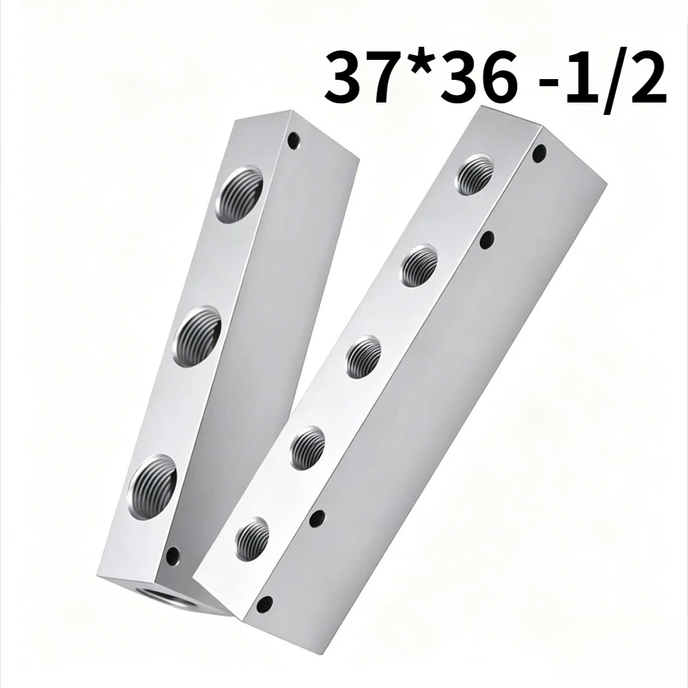 Ways 4-12 Ports Solid Aluminum Air Manifold Block Splitter For Air Compressor 27x36mm 1/2