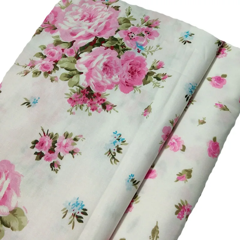 50x160cm Sweet Pink Rose Flowers & All over Small Double Flower Series Printed Cotton Fabric Floral Fabric Patchwork Baby Cloth