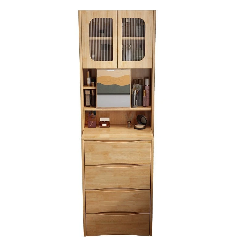 Nordic minimalist solid wood dressing table storage cabinet integrated bedside storage magic space-saving vanity table for small