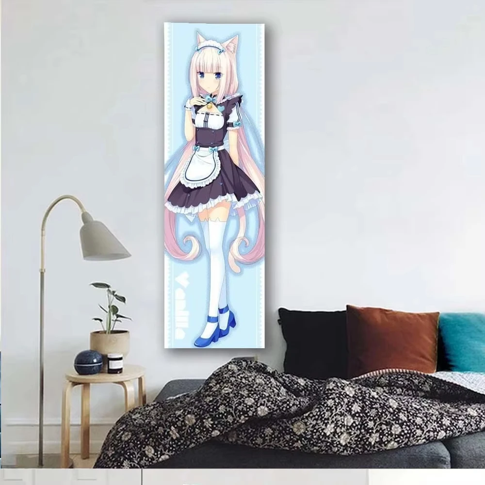 Nekopara Vanilla Anime Vertikaler Wandteppich, niedliches Katzenmädchen-Maid-Wandbehang für Schlafzimmer- und Wohnheimdekoration – Detail 5