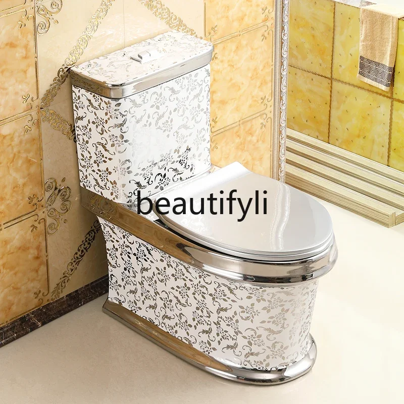 

Household flush toilet Super swirl water-saving deodorant silver toilet creative ceramic Nordic6239