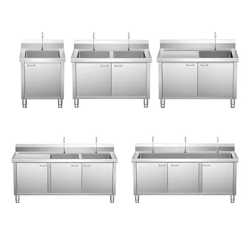 Wholesale Stainless Steel Two Tanks Kitchen Washing Sink With Faucet Commercial Catering Equipment for Food Processing