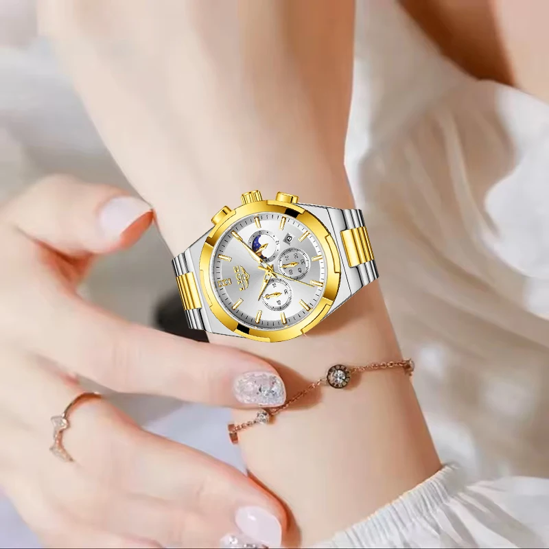 LIGE New Women's Quartz WristWatches Top Brand Luxury Luminous Waterproof Chronograph Fashion Elegant Bracelet Watch Women Gift