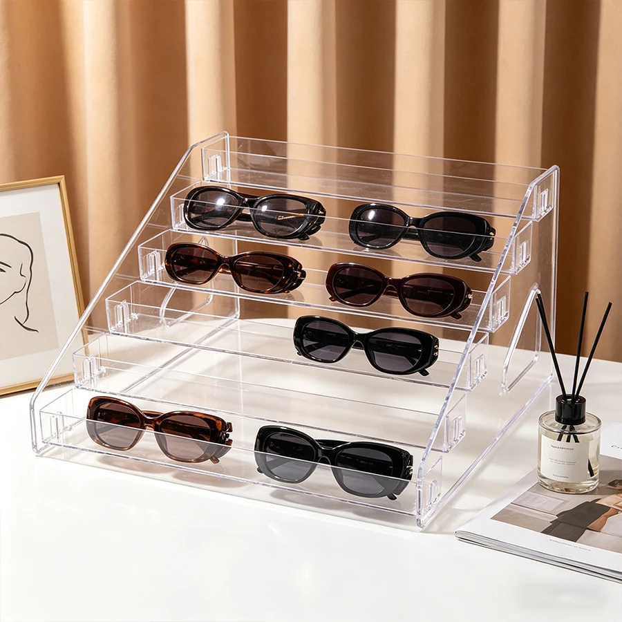 

1Pc, Seven-Layer Transparent Stepped Small Storage Rack, Multifunctional Display Rack for Sunglasses and Jigsaw Puzzle Pieces