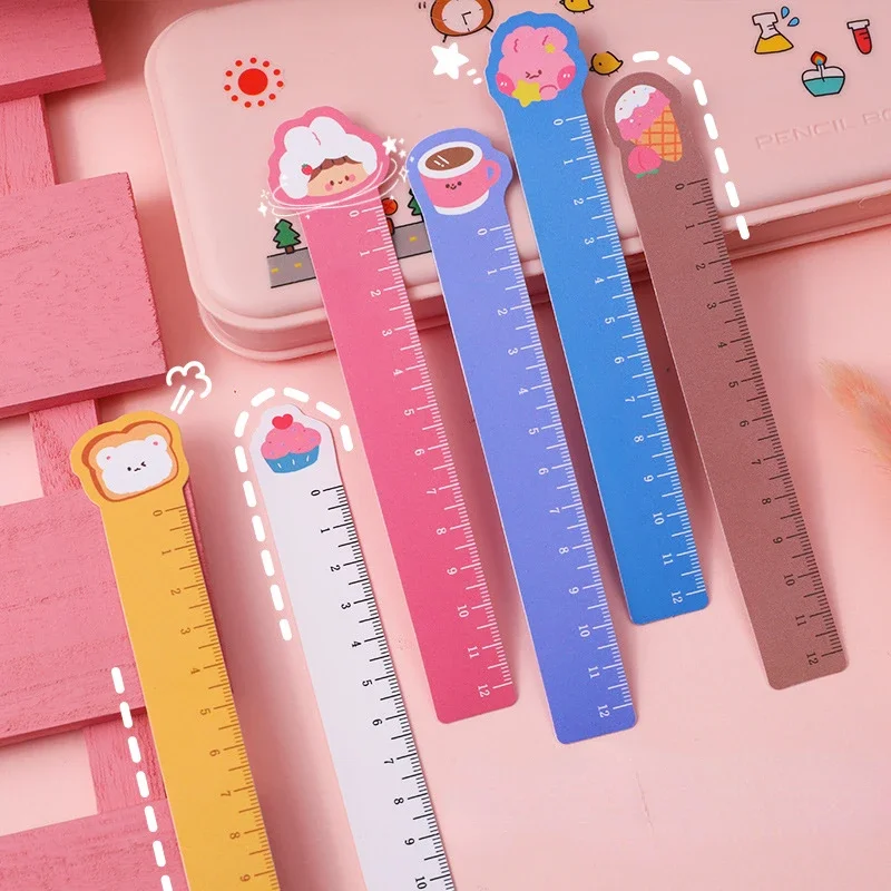 Cute 12cm Straight Ruler, Creative Bookmark, Cute Students Stationery, Kids Gift, 5pcs