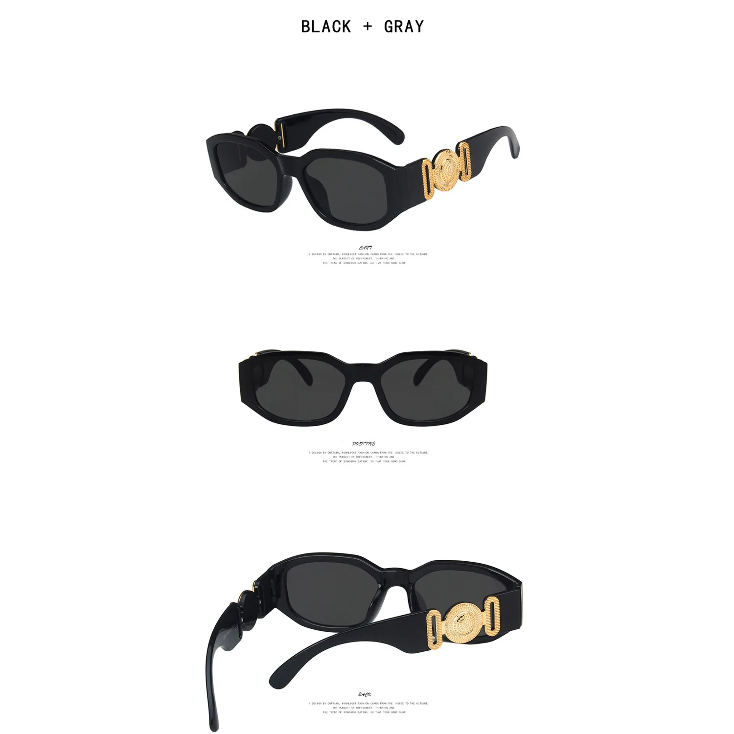Kleine Polygon Quadratische Schwarze Sonnenbrille für Frauen Mode Marke Gradient Ins Heiße Sonnenbrille Männer Hip Hop Brillen UV400 – Detail 8