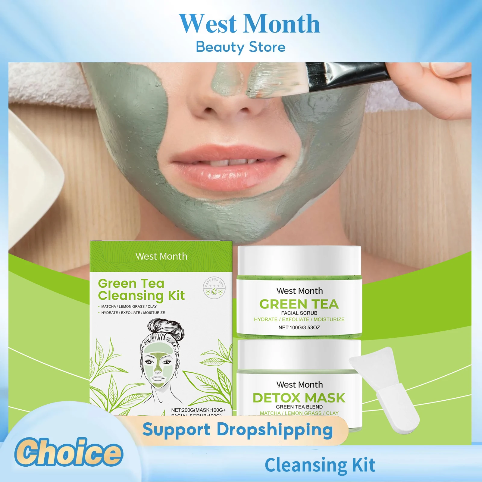 

Cleansing Kit Exfoliating Oil Control Shrink Pores Brighten Skin Tone Blackhead Removal Smooth Whitening Facial Scrub Detox Mask