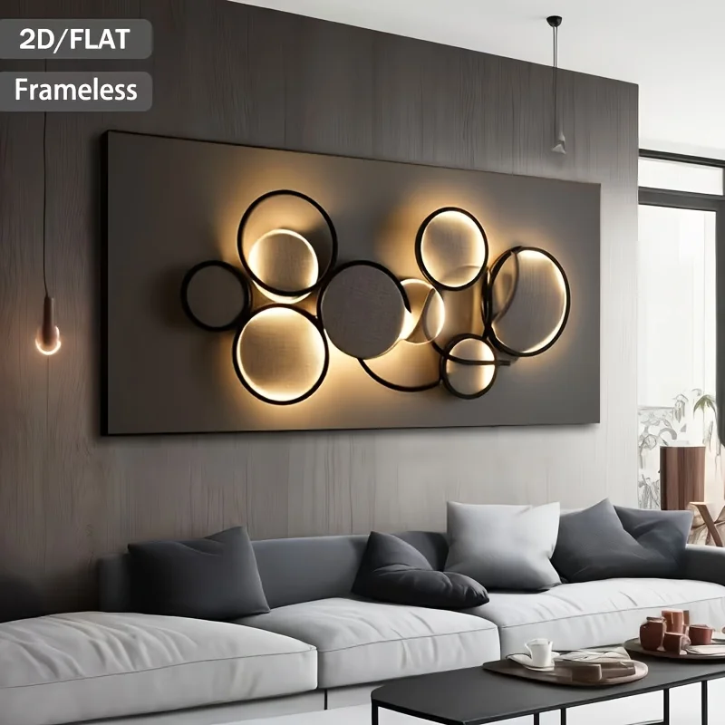 2D Flat, A Single Piece of Frameless Canvas Artwork, Featuring a Modern Minimalist Design with a Circular Geometric Pattern And